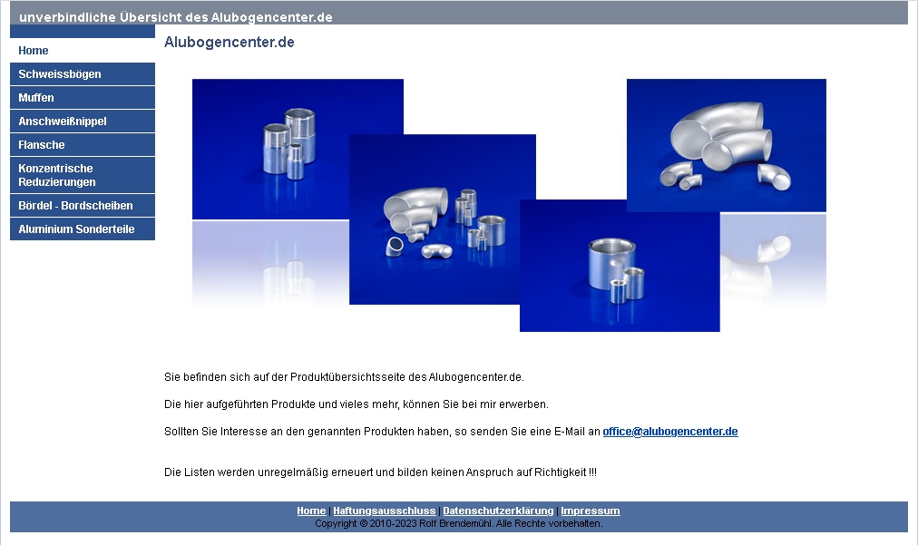 So sah das Alubogencenter.de früher aus