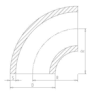 90° Alu Rohrbogen 125 x 5 mm, r=152 mm, BA3, ähnl. DIN 2605 , aus EN AW-6060,  AlMgSi0,5, mit glatten Enden - 1